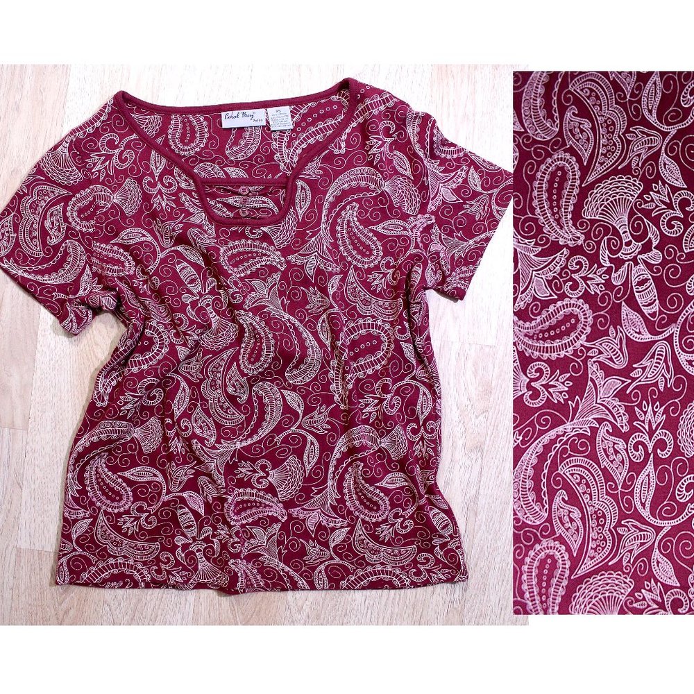 Coral Bay Paisley Print Short Sleeve Top NEW